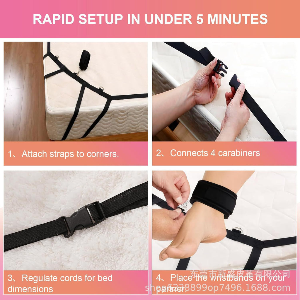 Factory Wholesale Spider Web Bed Restraints | SM Bondage Strap Set Women's Training Feather Flogger Silk Toys