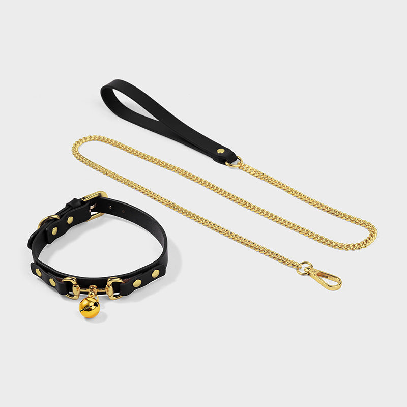 Genuine Leather SM Slave Training Bell Collar | Cowhide Couples Intimate Restraint道具 Accessory