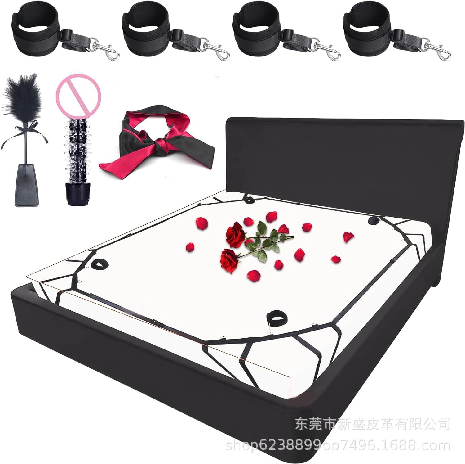 Factory Wholesale Spider Web Bed Restraints | SM Bondage Strap Set Women's Training Feather Flogger Silk Toys